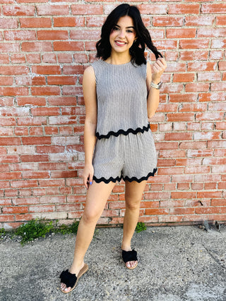 Lost in Time Striped Set • Cream-Blu Pepper-Shop Anchored Bliss Women's Boutique Clothing Store