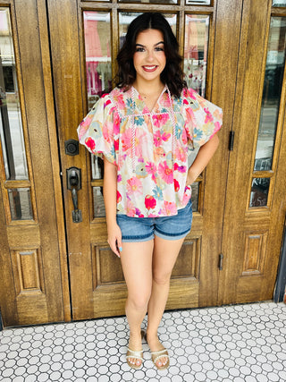 Tell Me Right Now Floral Top • Berry-Stacey Kluttz-Shop Anchored Bliss Women's Boutique Clothing Store