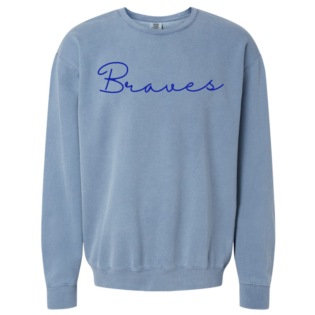 Braves Color on Color Graphic Sweatshirt & Tee • Blue-Harps & Oli-Shop Anchored Bliss Women's Boutique Clothing Store