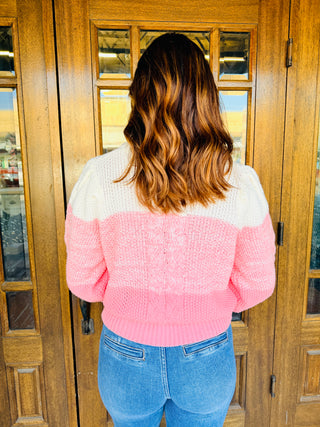 Lift Me Up Ombre Cable Knit Sweater Pink-EESome-Shop Anchored Bliss Women's Boutique Clothing Store