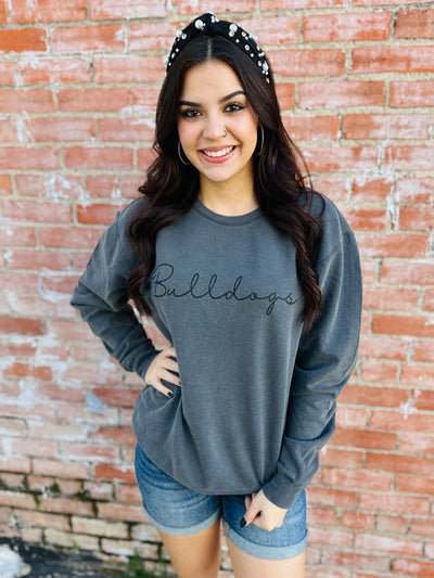 Bulldogs Color on Color Graphic Sweatshirt & Tee • Black-Harps & Oli-Shop Anchored Bliss Women's Boutique Clothing Store