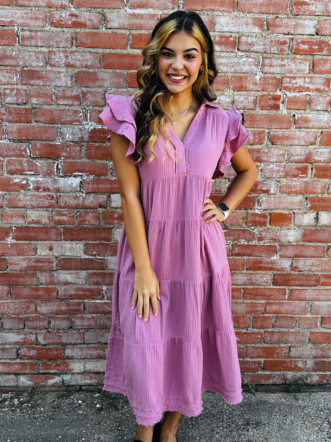 Tell Your Story Gauze Dress • Purple-Umgee-Shop Anchored Bliss Women's Boutique Clothing Store