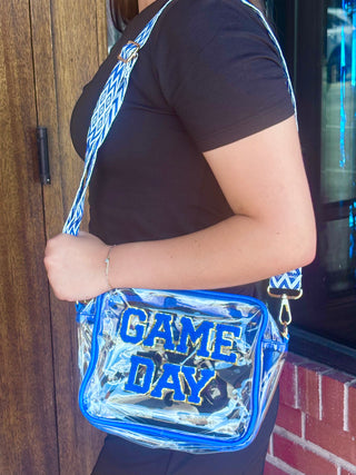 Game Day Glam Clear Bag • Blue-Brittany Carl-Shop Anchored Bliss Women's Boutique Clothing Store