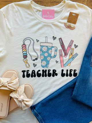 Teacher Life Favorites Graphic Tee-Harps & Oli-Shop Anchored Bliss Women's Boutique Clothing Store