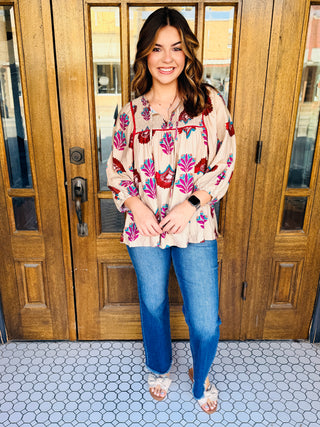 A Thoughtful Touch Boho Tunic Top • Latte Mix-Umgee-Shop Anchored Bliss Women's Boutique Clothing Store