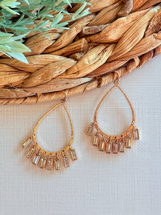 Brynn Teardrop Statement Earrings • Crystal & Gold-DMC-Shop Anchored Bliss Women's Boutique Clothing Store