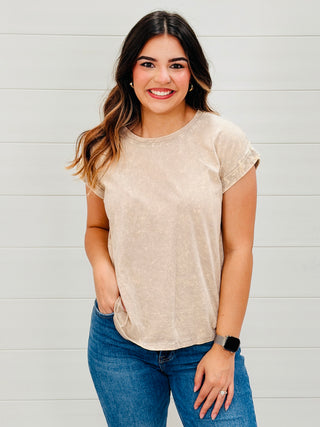 Calling My Name Acid Washed Cap Sleeve Top • Light Stone-Zenana-Shop Anchored Bliss Women's Boutique Clothing Store