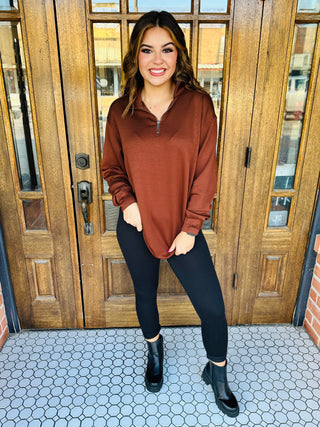 When You Know Half Zip Dress Camel-HYFVE-Shop Anchored Bliss Women's Boutique Clothing Store