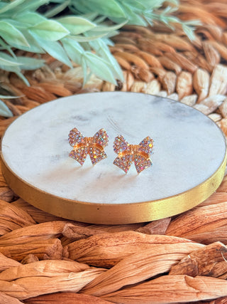 Rosemary Rhinestone Bow Stud Earrings • Gold-DMC-Shop Anchored Bliss Women's Boutique Clothing Store