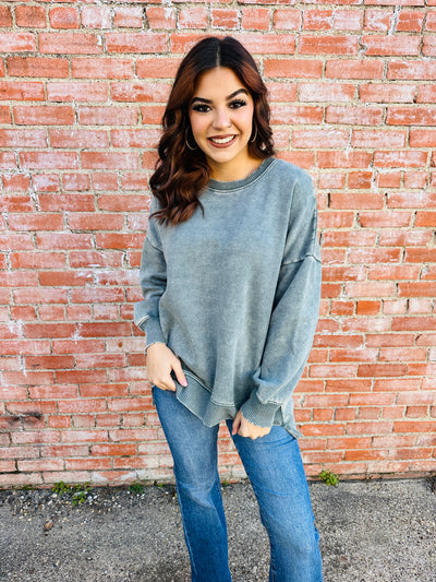 Coziest By Your Side Acid Washed Pullover • Ash Jade-Zenana-Shop Anchored Bliss Women's Boutique Clothing Store