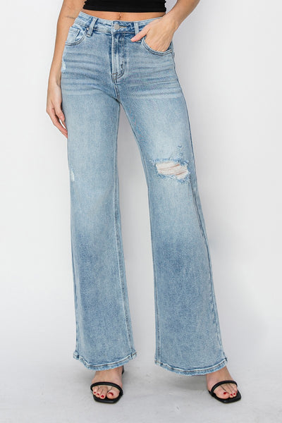 Risen Just the Beginning Distressed Denim Jeans-Risen-Shop Anchored Bliss Women's Boutique Clothing Store