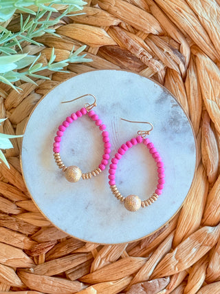 Tiffany Beaded Teardrop Earrings Fuchsia-DMC-Shop Anchored Bliss Women's Boutique Clothing Store