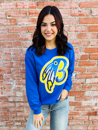 Feathered B Sequin Sweatshirt-Harps & Oli-Shop Anchored Bliss Women's Boutique Clothing Store