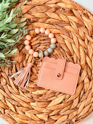 Peach WonderLoop Wallet Set • Beaded Wristlet + Card Holder-Brittany Carl-Shop Anchored Bliss Women's Boutique Clothing Store