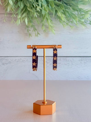 Gold Star Studded Hoop Earrings-DMC-Shop Anchored Bliss Women's Boutique Clothing Store