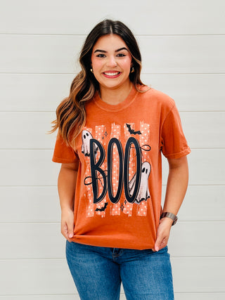 Boo Striped Polka Dot Graphic Tee-Harps & Oli-Shop Anchored Bliss Women's Boutique Clothing Store