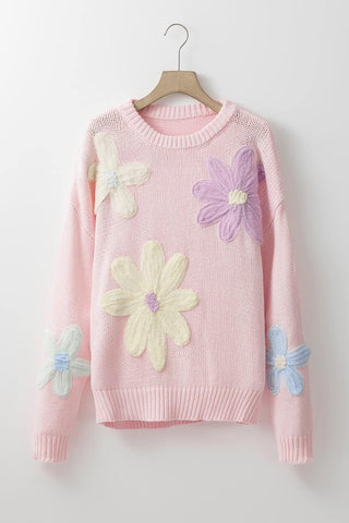 Pre-Order Yarn Floral Sweater-Thomas and Co-Shop Anchored Bliss Women's Boutique Clothing Store