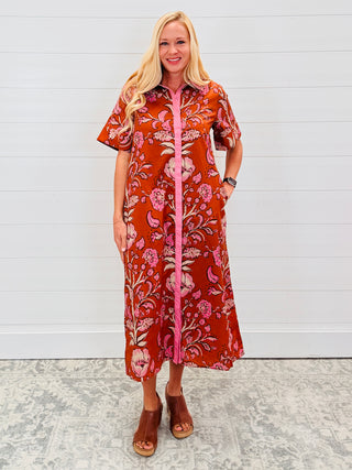 Reasons to Love Collared Floral Print Midi Dress Camel-Entro-Shop Anchored Bliss Women's Boutique Clothing Store