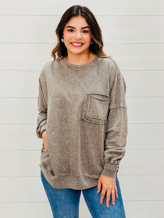 Always On Your Side Acid Washed Pullover • Grey-Zenana-Shop Anchored Bliss Women's Boutique Clothing Store