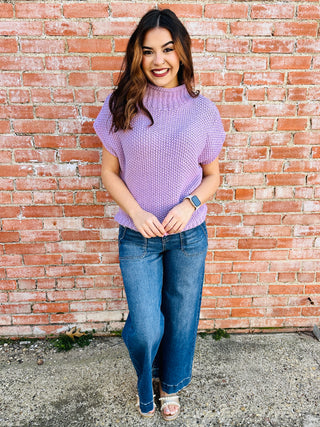 Picture Perfect Short Sleeved Sweater • Lilac-Stacey Kluttz-Shop Anchored Bliss Women's Boutique Clothing Store