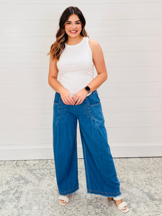 Love Like Ours Wide Leg Cropped Denim Pants-Umgee-Shop Anchored Bliss Women's Boutique Clothing Store