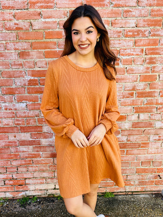 Thinking of You Cable Knit Dress • Camel-Lovely Melody-Shop Anchored Bliss Women's Boutique Clothing Store