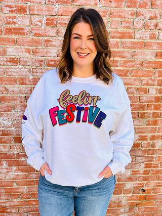 Feeling Festive Graphic Sweatshirt-Spirit To A Tee-Shop Anchored Bliss Women's Boutique Clothing Store