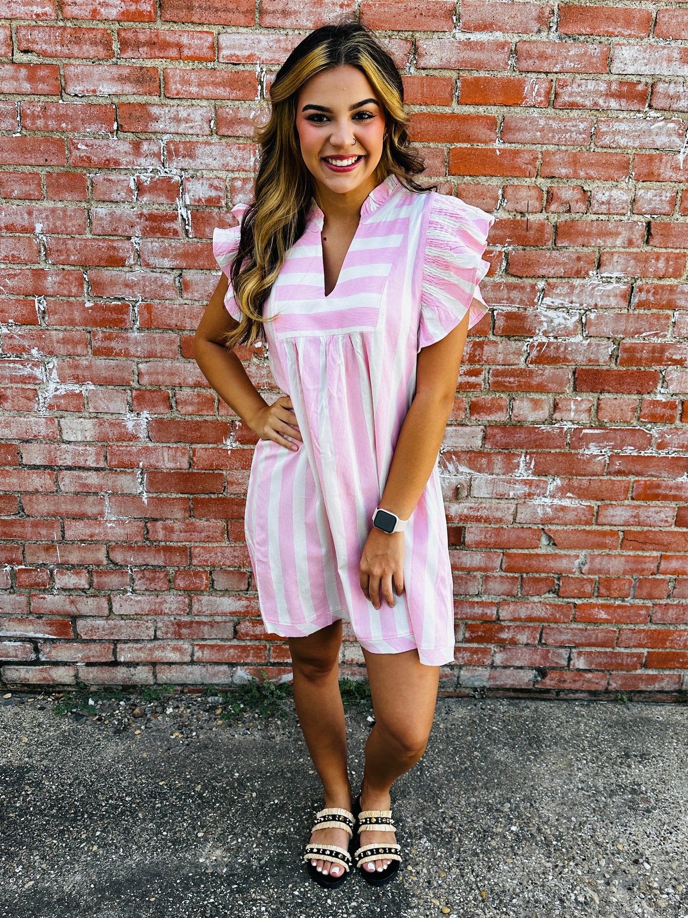 Committed To You Striped Dress • Pink-Umgee-Shop Anchored Bliss Women's Boutique Clothing Store