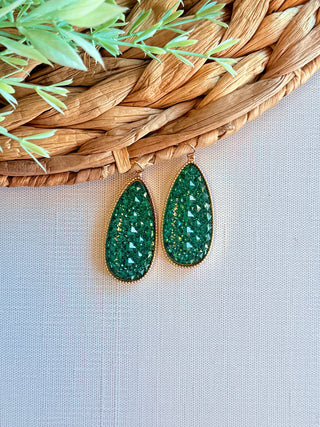 Susie Druzy Teardrop Earrings • Emerald Green-DMC-Shop Anchored Bliss Women's Boutique Clothing Store