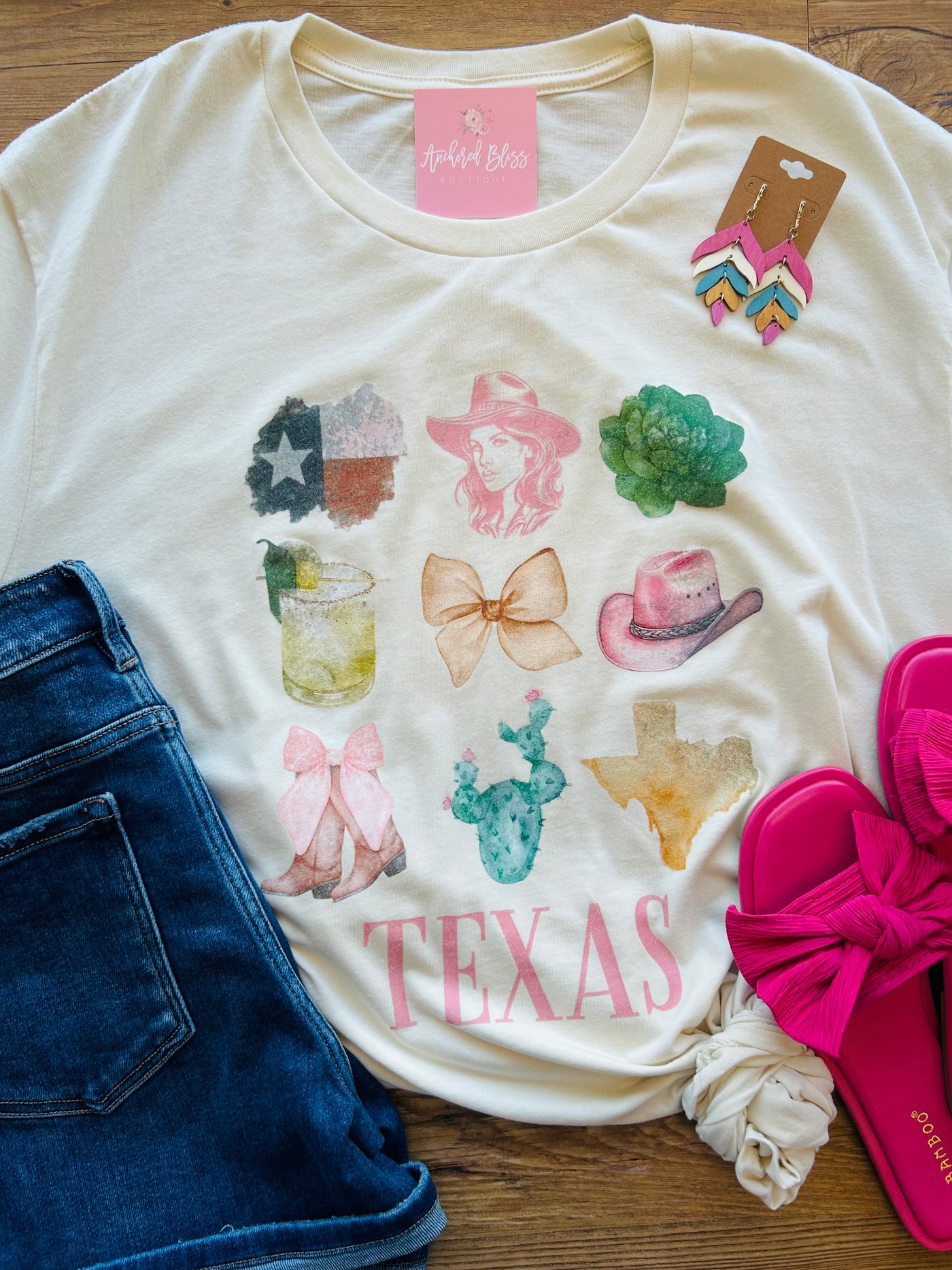 Texas Collage Graphic Tee-Harps & Oli-Shop Anchored Bliss Women's Boutique Clothing Store