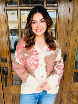 Eyes Wide Open Flower Print Cardigan • Cream Mix-Stacey Kluttz-Shop Anchored Bliss Women's Boutique Clothing Store