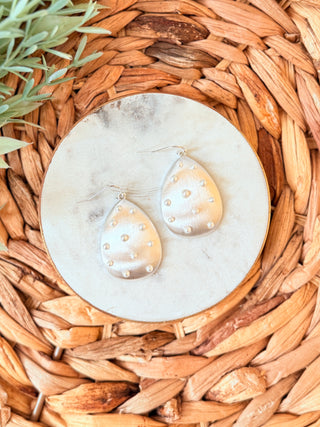 Daphne Earrings • Brushed Silver + Pearl-Brittany Carl-Shop Anchored Bliss Women's Boutique Clothing Store