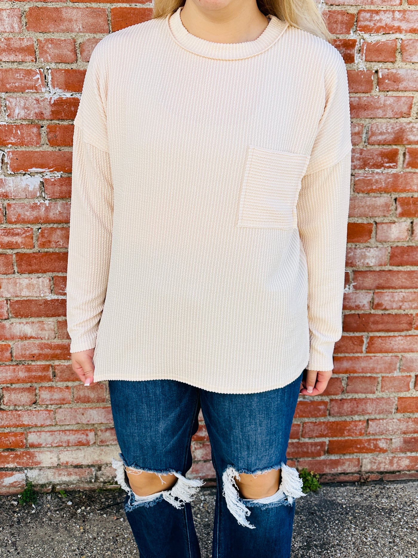 Only With You Corded Top • Cream-Zenana-Shop Anchored Bliss Women's Boutique Clothing Store