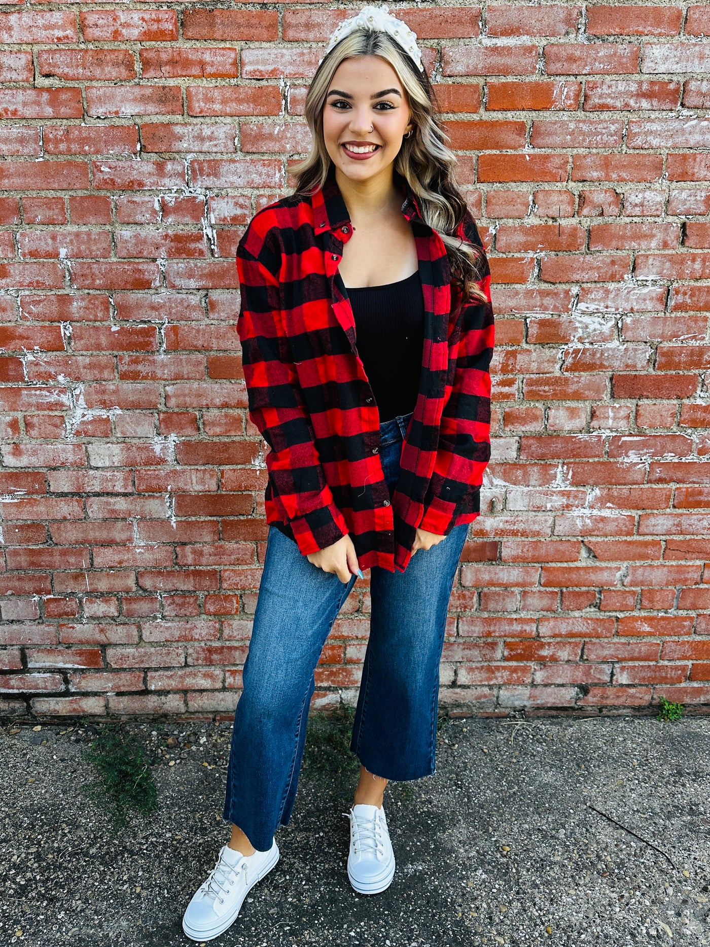 Vintage Santa Buffalo Plaid Flannel-Bling A Go Go-Shop Anchored Bliss Women's Boutique Clothing Store