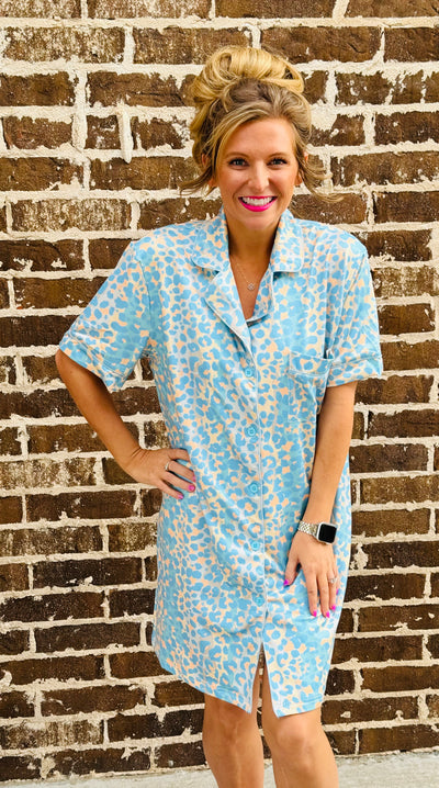 Lucky Leopard Pajamas • Blue-Emerald Creek-Shop Anchored Bliss Women's Boutique Clothing Store