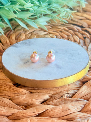 Pretty in Pearl Stud Earrings • Pink-DMC-Shop Anchored Bliss Women's Boutique Clothing Store
