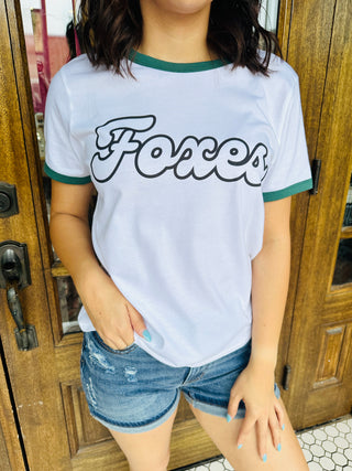 Foxes Retro Ringer Graphic Tee-Harps & Oli-Shop Anchored Bliss Women's Boutique Clothing Store