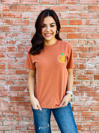 Sequin Pumpkin Graphic Tee-Harps & Oli-Shop Anchored Bliss Women's Boutique Clothing Store