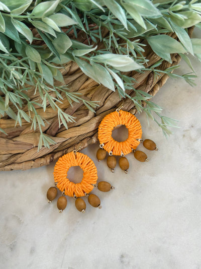 Sandy Rafia Circle Earrings • Mustard-DMC-Shop Anchored Bliss Women's Boutique Clothing Store