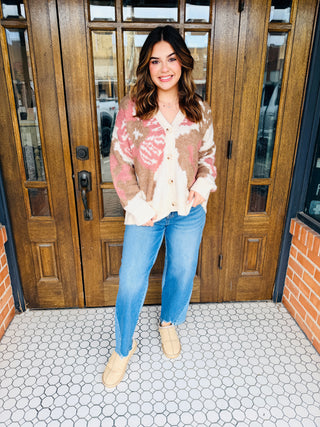 Eyes Wide Open Flower Print Cardigan • Cream Mix-Stacey Kluttz-Shop Anchored Bliss Women's Boutique Clothing Store