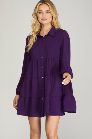 Perfect in Purple Tiered Mini Dress-She+Sky-Shop Anchored Bliss Women's Boutique Clothing Store