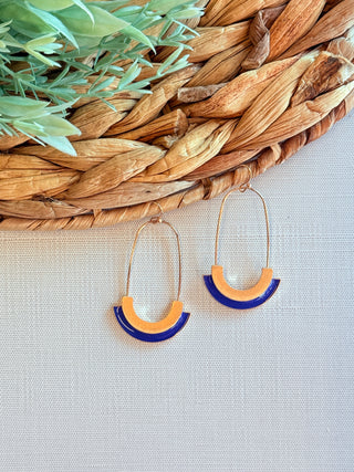 Allie Oval Drop Earrings • Blue & Gold-DMC-Shop Anchored Bliss Women's Boutique Clothing Store