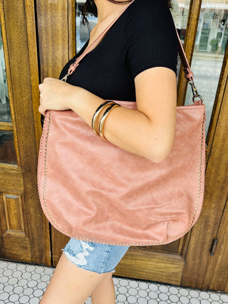 Demi Distressed Slouchy Hobo Bag• Dark Mauve-Stacey Kluttz-Shop Anchored Bliss Women's Boutique Clothing Store