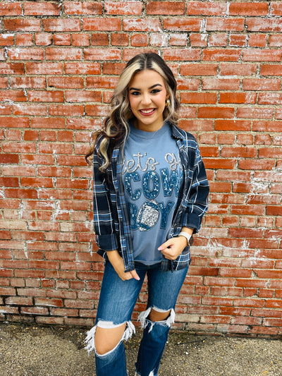 Keep Me Cozy Flannel • Blue-Umgee-Shop Anchored Bliss Women's Boutique Clothing Store