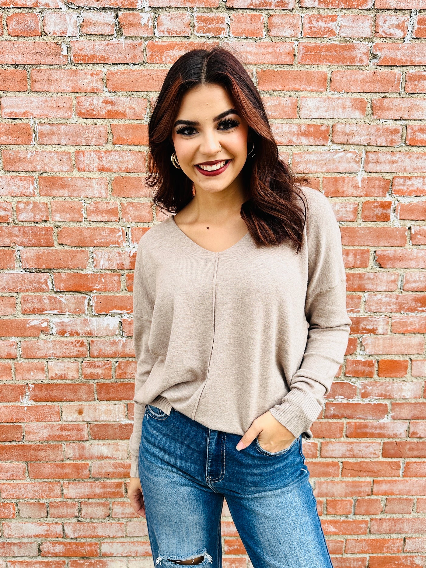 Living the Dream Sweater • Mocha-Zenana-Shop Anchored Bliss Women's Boutique Clothing Store