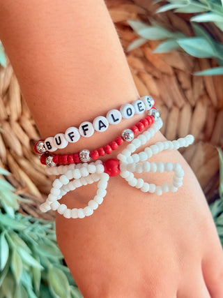 Buffaloes Coquette Bow Bracelet Set•Red and White-Stacey Kluttz-Shop Anchored Bliss Women's Boutique Clothing Store