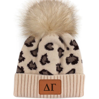 Sorority Leopard Pom Pom Beanie Hat-Sorority Shop-Shop Anchored Bliss Women's Boutique Clothing Store