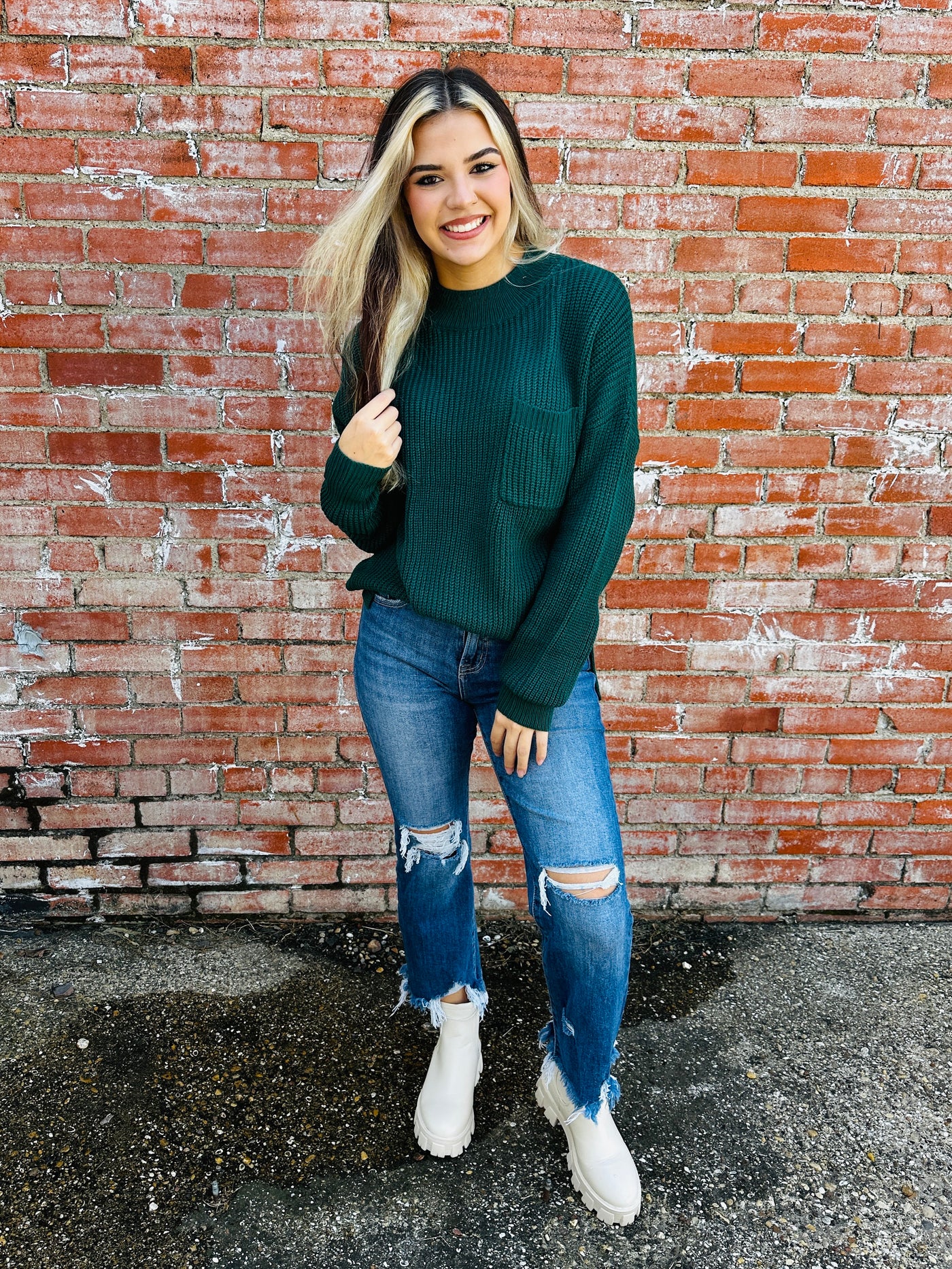 Back of Your Mind Mock Neck Oversized Sweater • Green-Haptics-Shop Anchored Bliss Women's Boutique Clothing Store