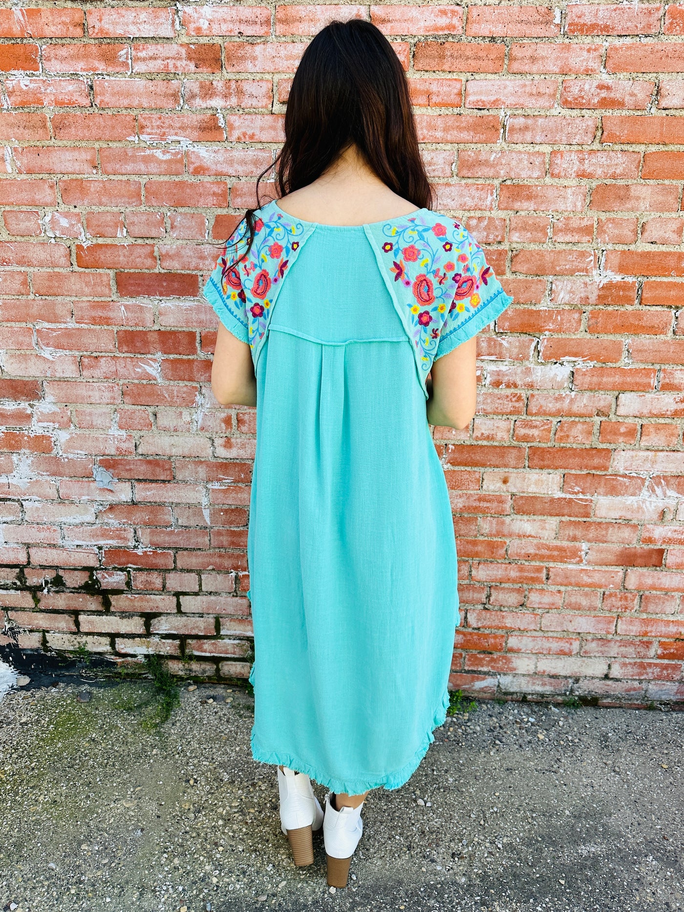 Time of Your Life Embroidered Dress • Sea Green-Umgee-Shop Anchored Bliss Women's Boutique Clothing Store