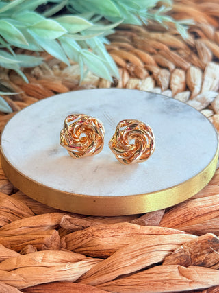 Alex Ribboned Stud Earrings • Gold-Carol Su-Shop Anchored Bliss Women's Boutique Clothing Store